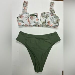 Zaful Floral and Green Bikini Set